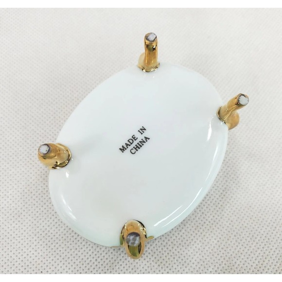 Lot of 3 Porcelain Trinket Boxes Pink Flowers Red Roses Purple Flowers Gold Trim - Picture 6 of 11